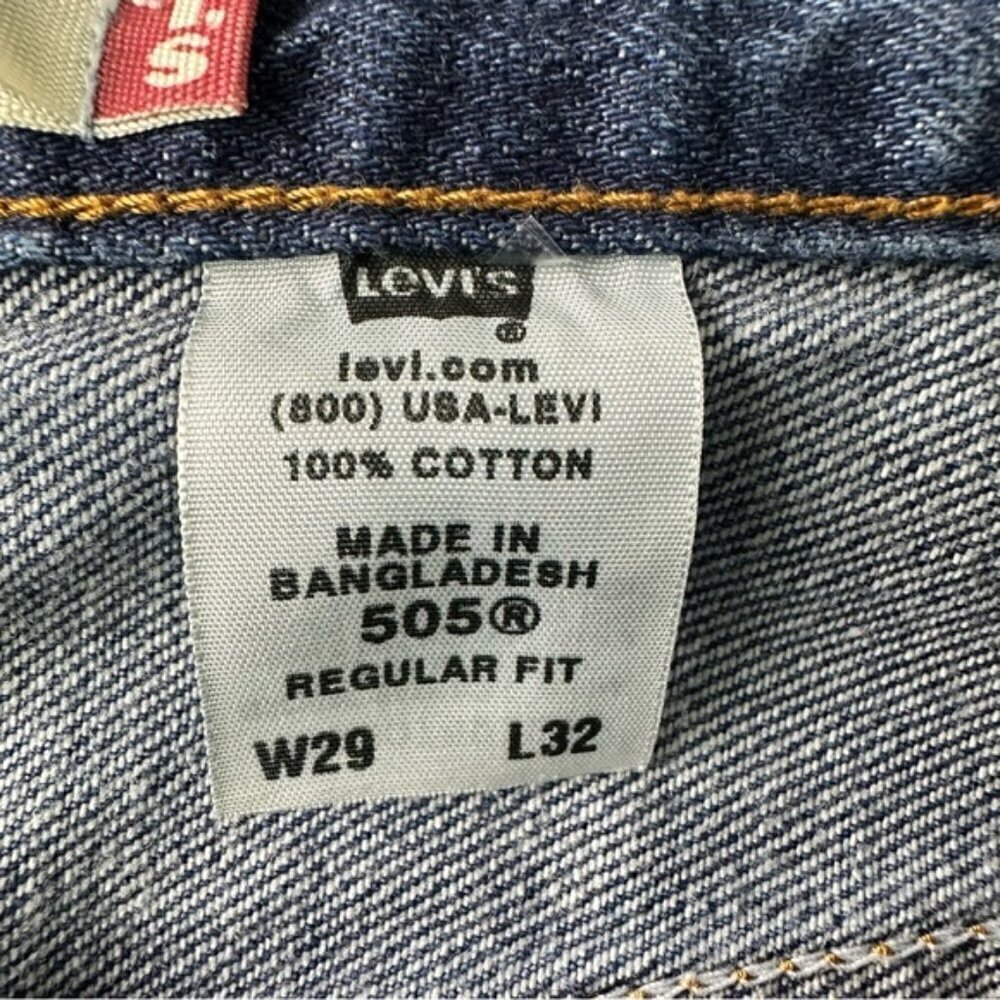 Levi’s 505 Regular Fit Size 29x32 Straight Leg Jeans Dark Stonewash - Picture 6 of 7